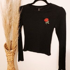 Black long sleeve with rose design